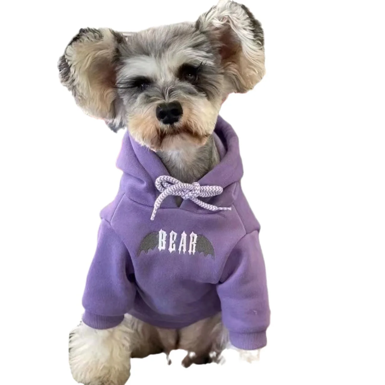Ropa de invierno con capucha para perros y gatos, Sudadera con capucha de lana para mascotas, cuerno con capucha, engrosado, en comparación con el oso Schnauzer, ropa para cachorros - imagen 5
