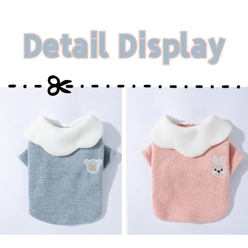 Camisa fina de otoño para perro, jerseys con estampado de oso para mascotas, camisa de fondo para cachorro a la moda, camiseta interior suave y cálida para gato, chaleco para Chihuahua, ropa para perros - imagen 5