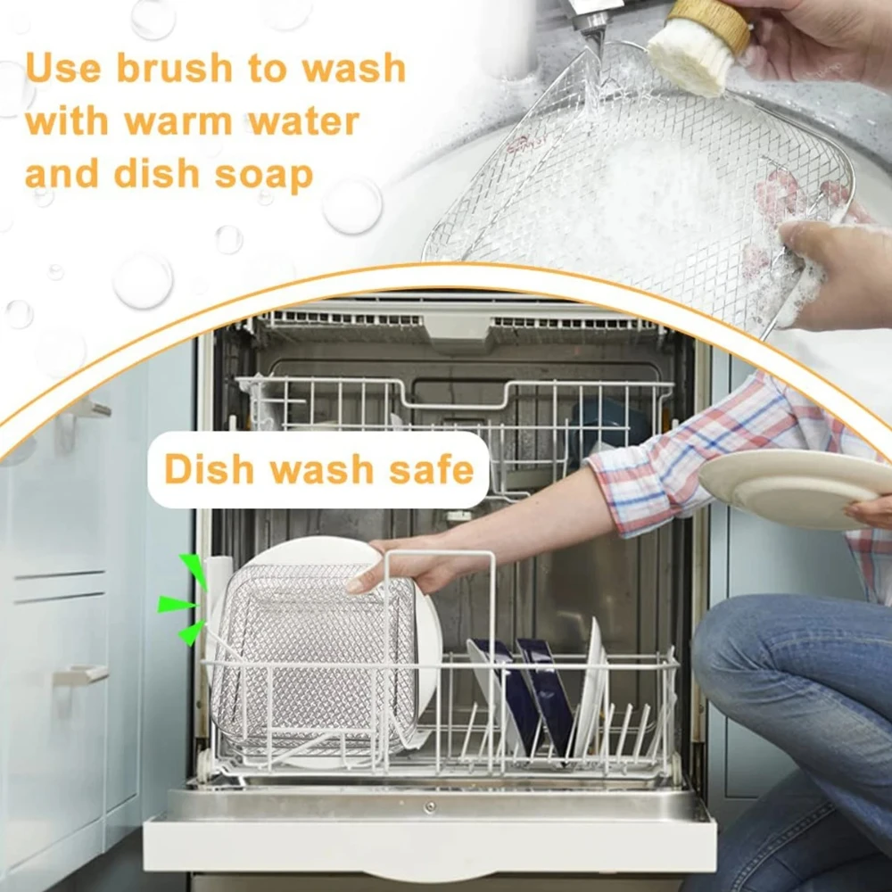 Estante para freidora de aire de tres capas, soporte cuadrado para cesta de freidora de aire de acero inoxidable, adecuado para freidoras de aire en la cocina - imagen 4