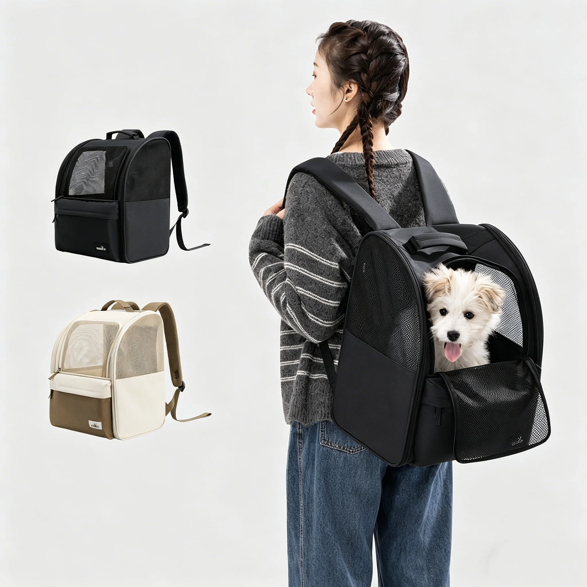 Mochila transportadora transpirable plegable para perros mini y gatos - imagen 4