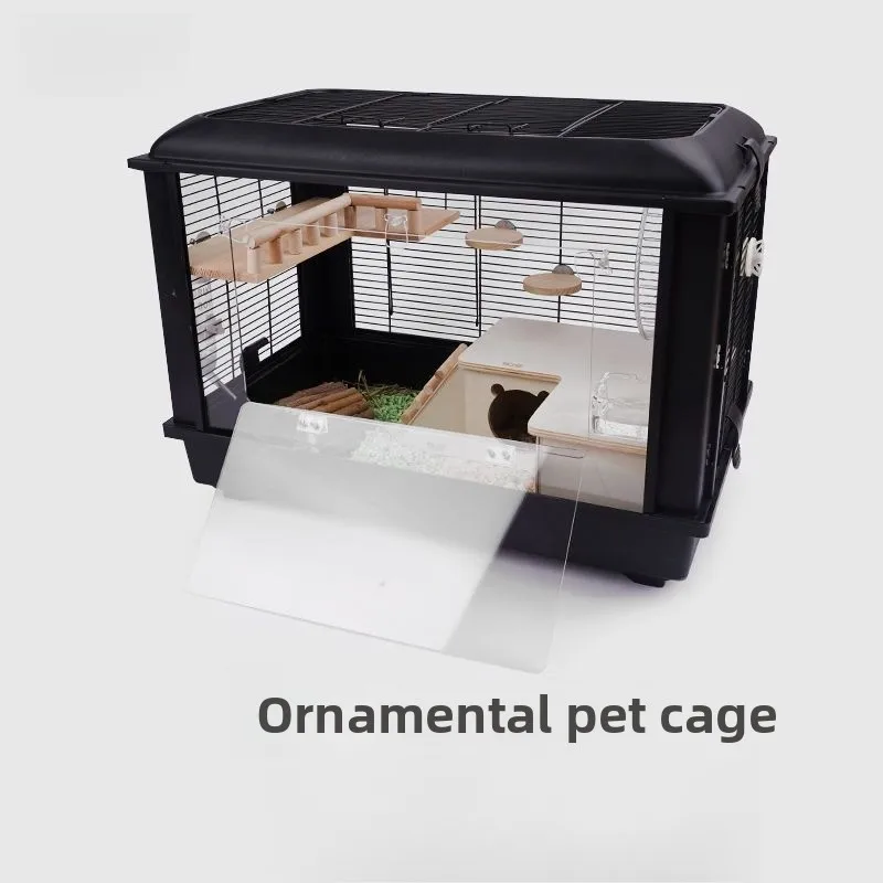 Jaula para hámster de oso dorado para mascotas pequeñas, transparente, gran espacio, acrílico, visualización, alimentación, Villa, fácil de limpiar, productos para mascotas, accesorios