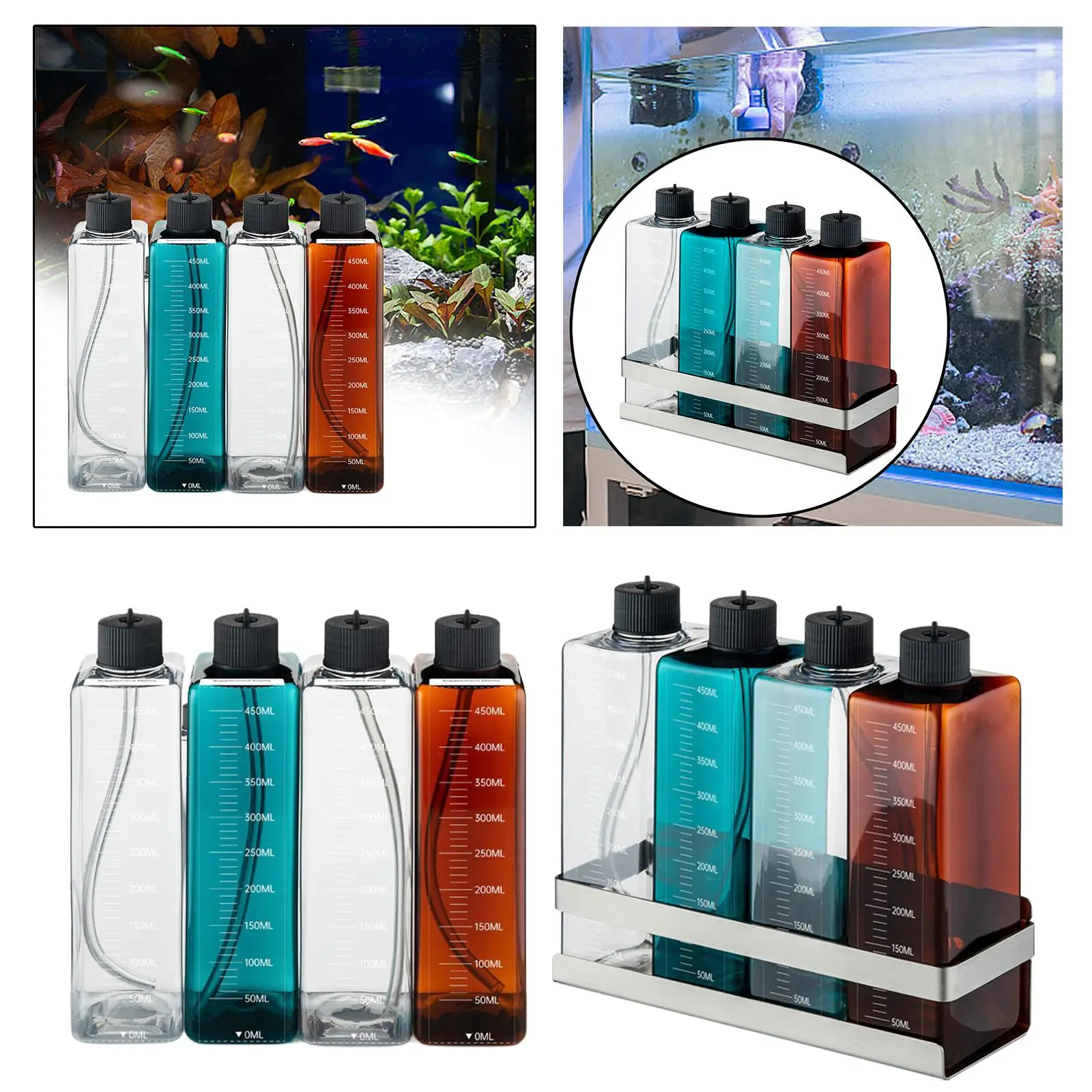 Pack of 4 grass tank titration bottles, versatile for replacement