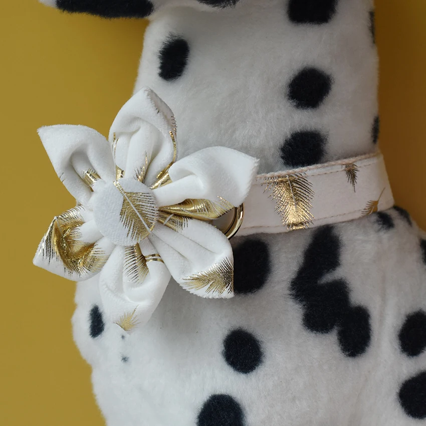 Collar de identificación de perro con flor personalizada, LOGO grabado gratis para perros pequeños, medianos y grandes, franela americana Cocker Spaniel 26 - imagen 2