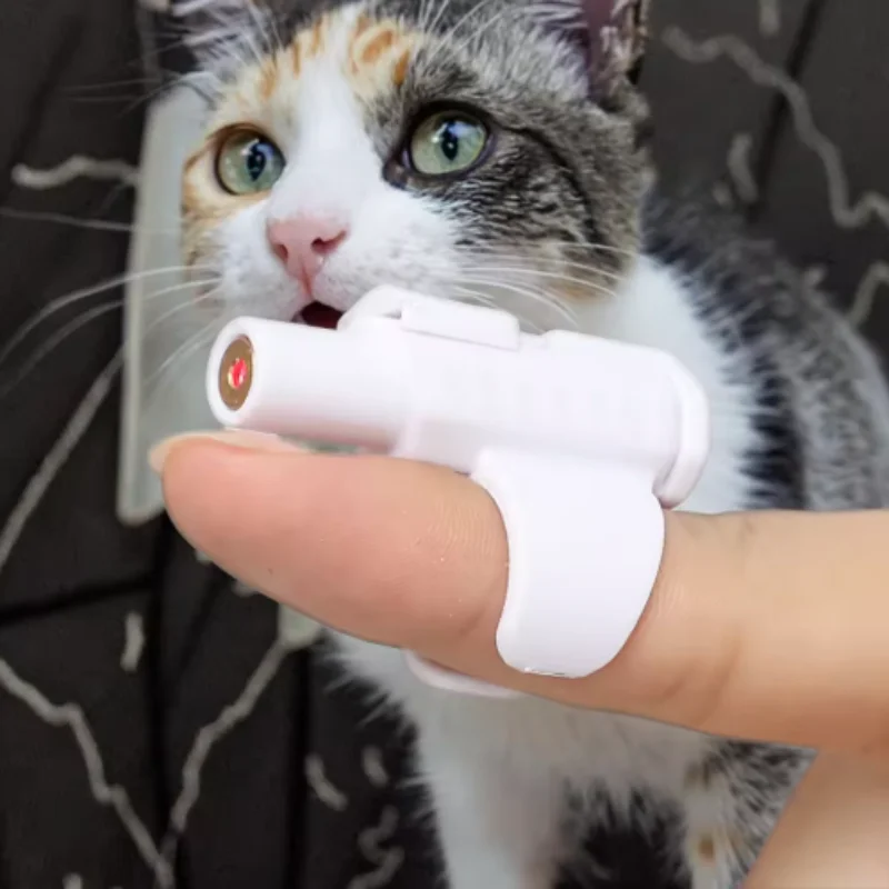 Juguete de gatito infrarrojo ligero, pluma de burla para gatos con cubierta para los dedos, juguete interactivo relajante para mascotas - imagen 4