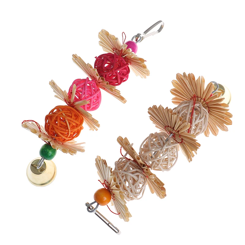 Bolas de ratán para loros y pájaros, juguete interactivo para morder, juguetes para masticar para periquitos, accesorios para jaulas, juguetes para pájaros - imagen 2