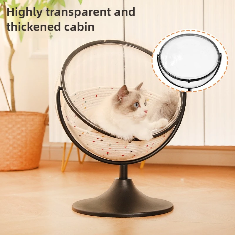 Cama acrílica para gatos, camas transparentes para gatos, cachorros, perros pequeños, gatitos, gatos, cama con globo, cápsula de gran espacio para mascotas, hamaca, muebles para casa - imagen 4