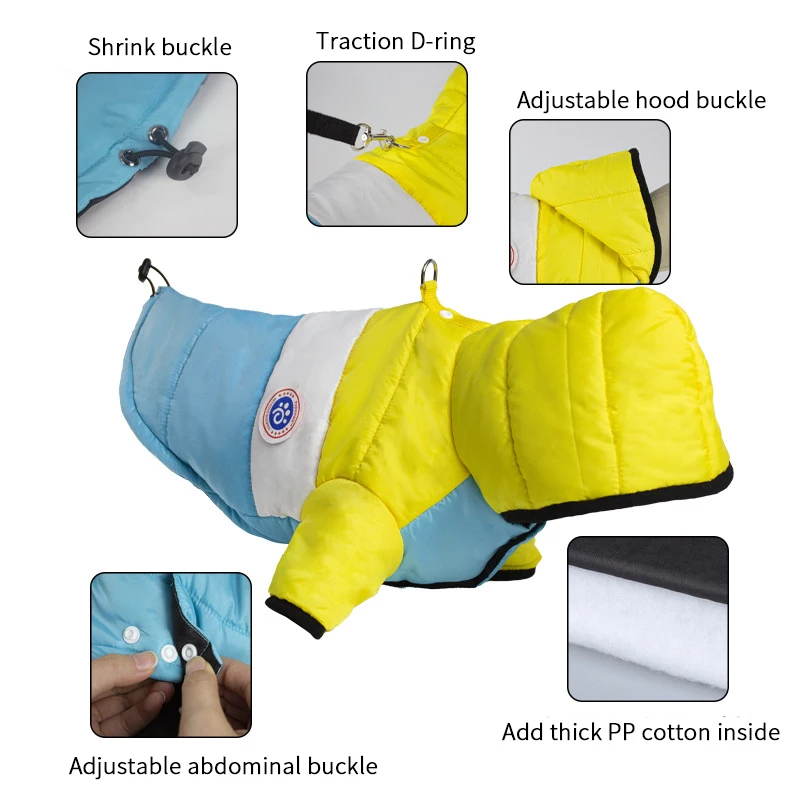 Chaqueta de algodón cálida para perros, ropa de invierno para mascotas, abrigo para cachorros para perros pequeños y medianos, ropa para caniche, Bulldog Francés, Chihuahua - imagen 4