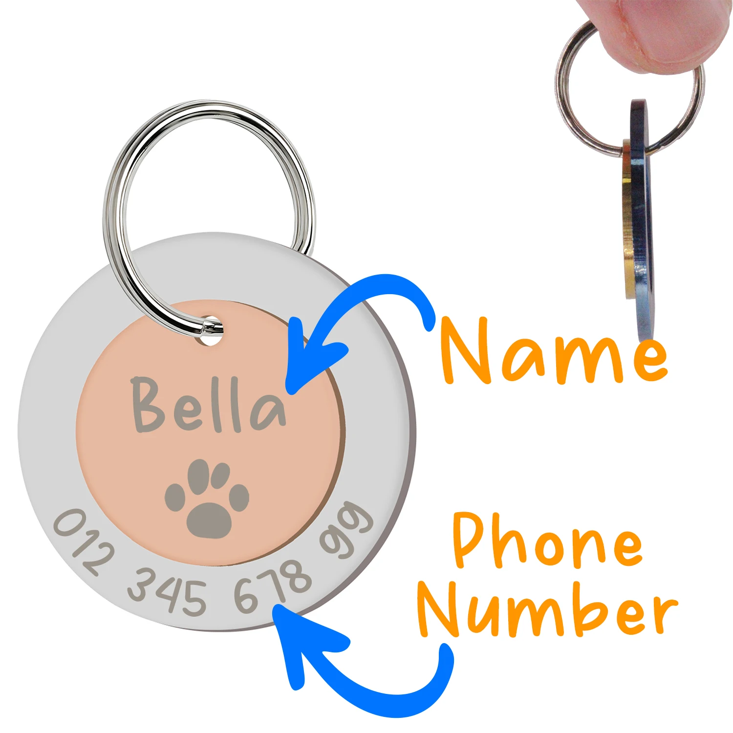 Placa de identificación para perro personalizada - Nombre y teléfono - imagen 2