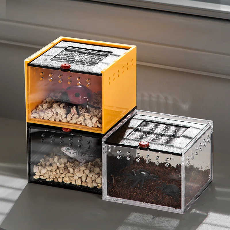 Caja pequeña de araña para acuario, caja de alimentación para gatear para reptiles, lagarto, gusano de seda, escorpión, escarabajo, caja para insectos, casa para mascotas, jaula acrílica - imagen 2