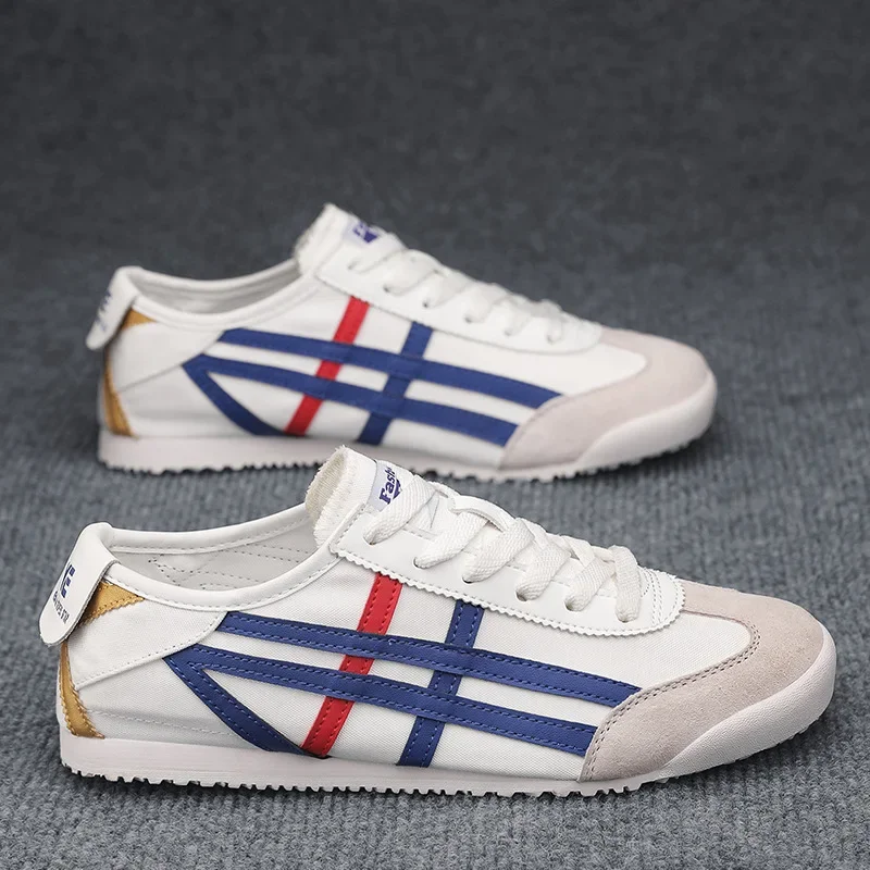 Zapatos de lona clásicos para hombre, diseño de rayas, con cordones, suela suave, zapatillas informales ligeras, zapatos antideslizantes para caminar al aire libre - imagen 3