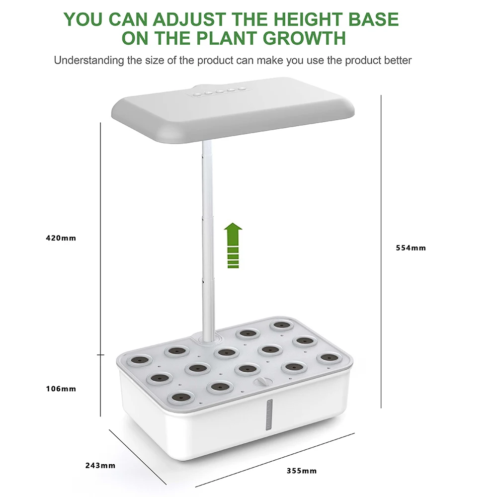Sistema de cultivo hidropónico WiFi con Bluetooth, caja hidropónica de 14 vainas, hidropónizador de plantas inteligente, máquina de plantar con luz LED de cultivo - imagen 5