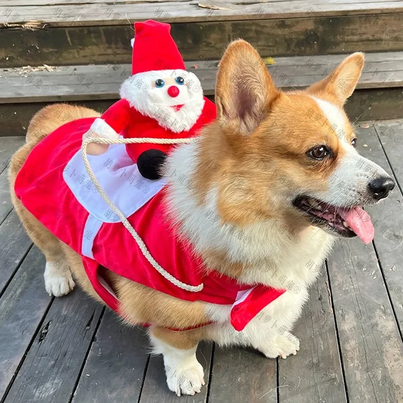 NONOR disfraz de Navidad para perro y gato, ropa de Cosplay para mascotas, Papá Noel, diseño de fiesta de Navidad, ropa de parodia para perro pequeño y grande - imagen 3