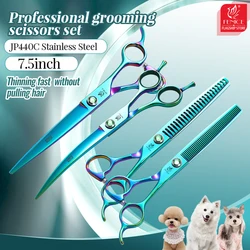 Juego de tijeras de grooming para perros - rectas y curvadas