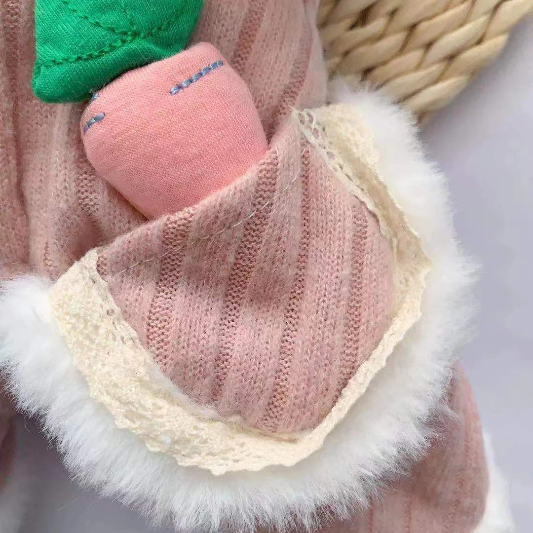 Mono de felpa para mascotas, chaqueta con capucha de conejo, abrigo de cuatro patas para otoño e invierno, oso de peluche, bonito traje de conejo de rábano, perro pequeño - imagen 4
