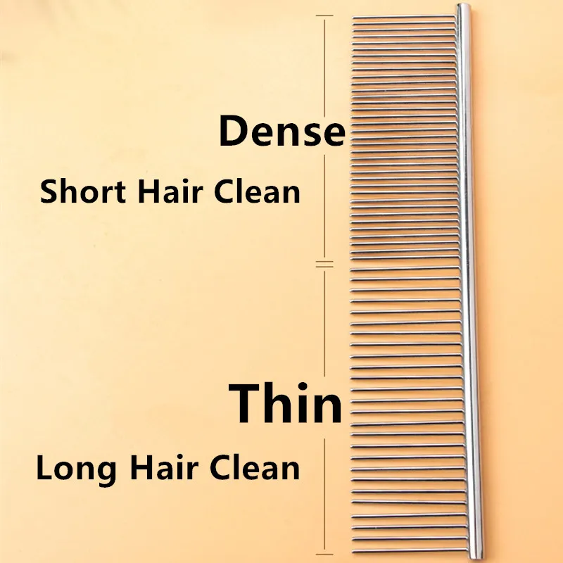 Peine de acero inoxidable para mascotas, Herramientas de limpieza de pelo largo y liso para gatos, cepillo para perros, suministros para el cuidado de mascotas - imagen 4