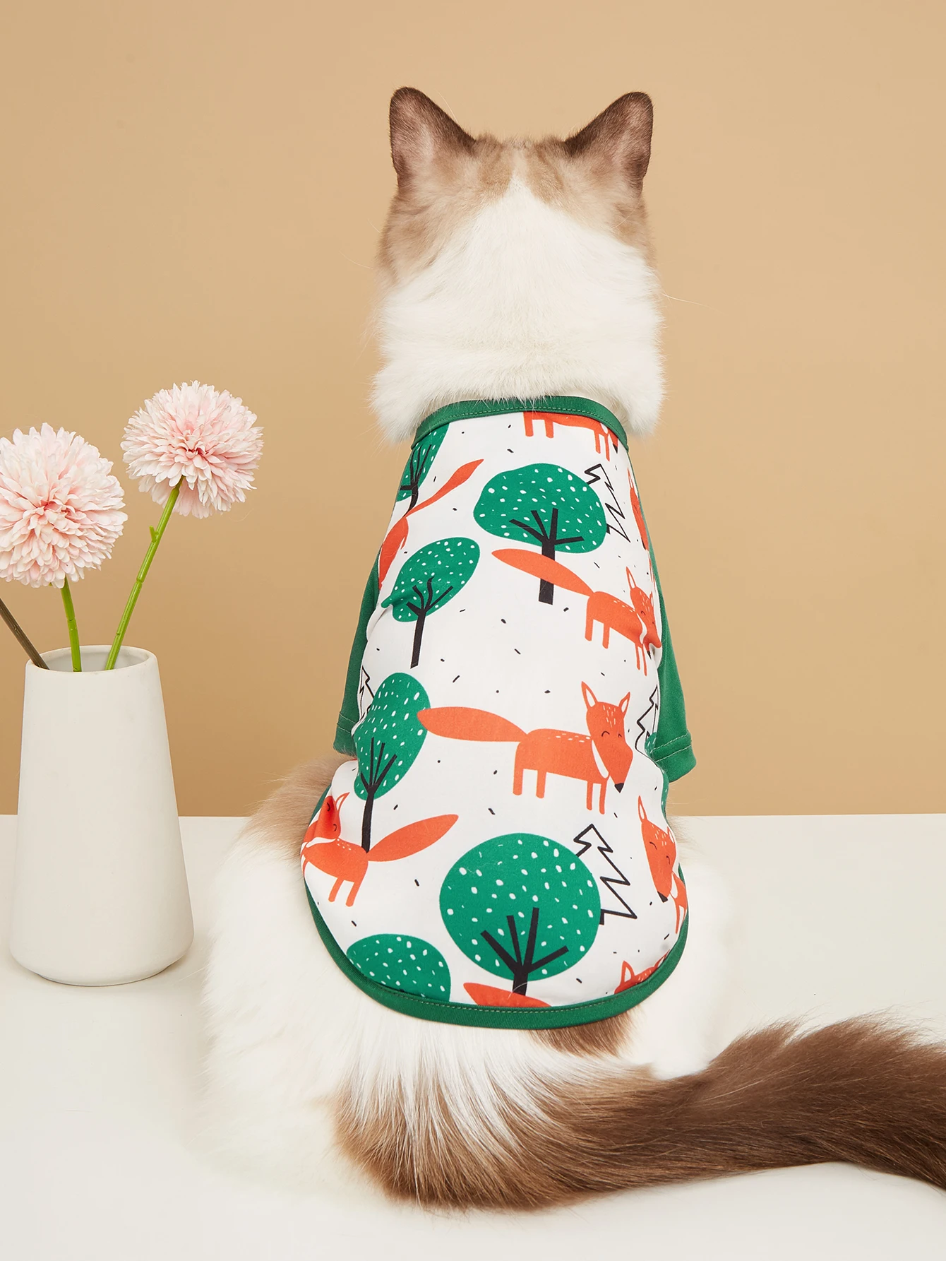 Camisetas para perros con estampado de girasol/zorro, ropa diaria de moda para cachorros, atuendo para perros pequeños, gatos, disfraz al aire libre, trajes de fiesta - imagen 4