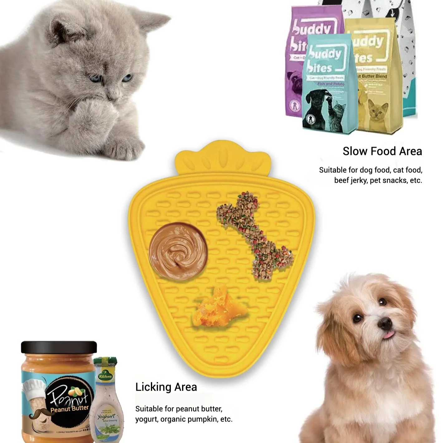 Estera de alimentación lenta de silicona con forma de zanahoria para perros y gatos con ventosas, diseño antideslizante para prevención de asfixia, mejor digestión - imagen 5