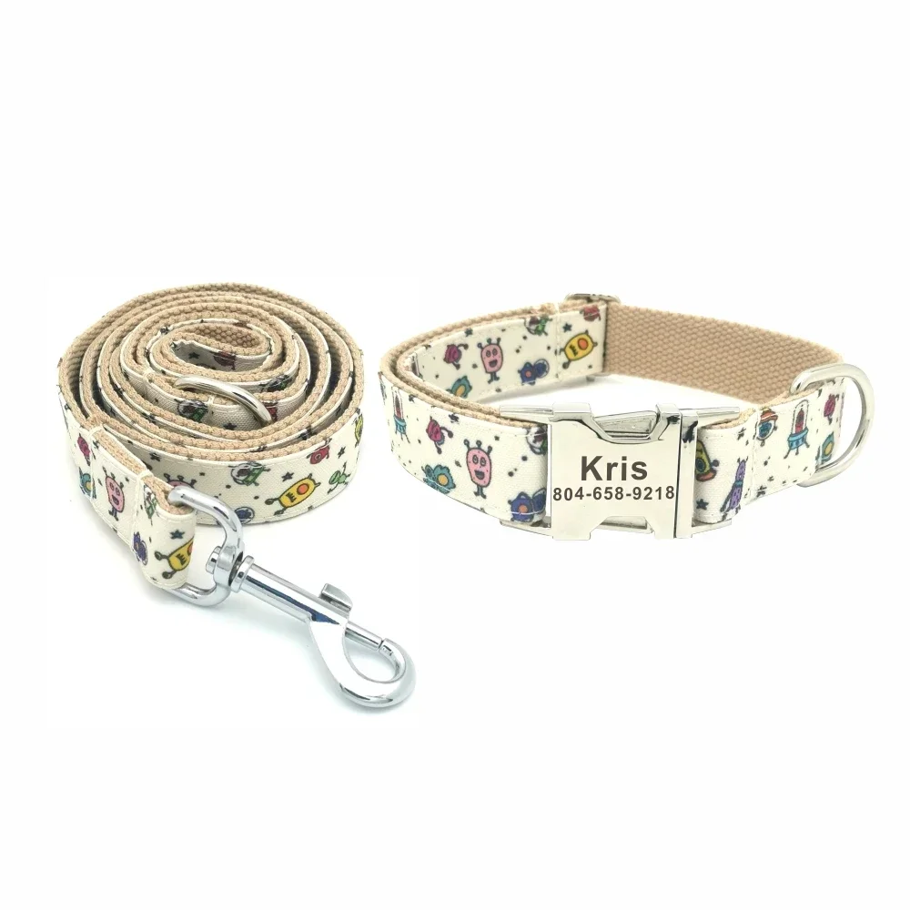 Collier personnalisé pour animaux de compagnie, monstre spatial, Durable, nom de chiot, étiquette d'identification, fusée réglable, planète extraterrestre, laisse de base pour chien - imagen 3