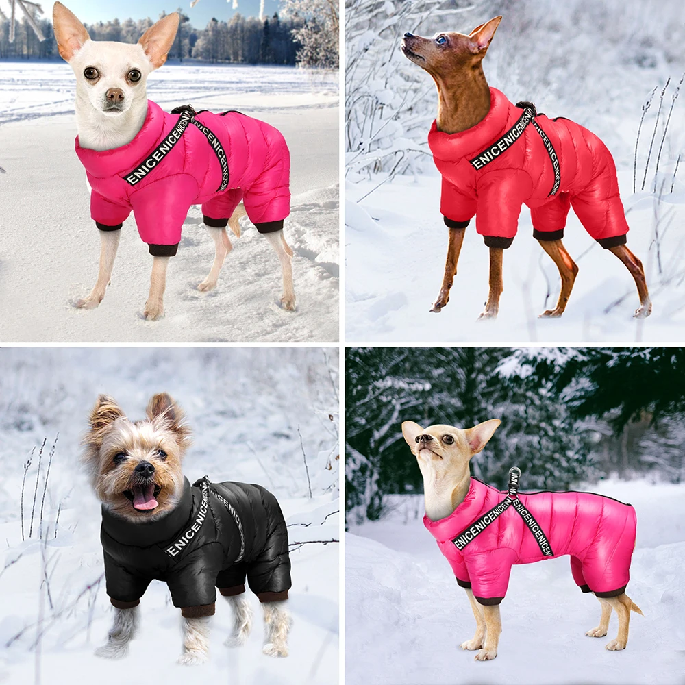 Ropa muy cálidas para perros, chaqueta de invierno para perros, abrigo con arnés, ropa impermeable para cachorros, sudaderas con capucha para perros pequeños y medianos - imagen 5