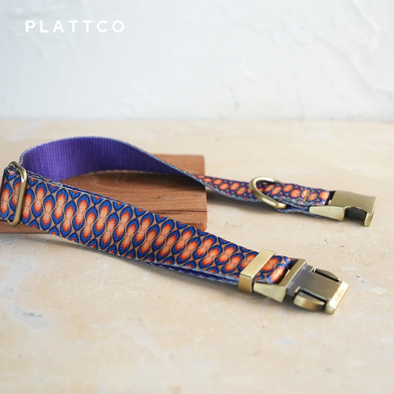PLATTCO-collar de perro de diseño único, llama de vela impresa con hebilla de bronce de alta calidad, 5 tamaños, PDC363Br - imagen 3