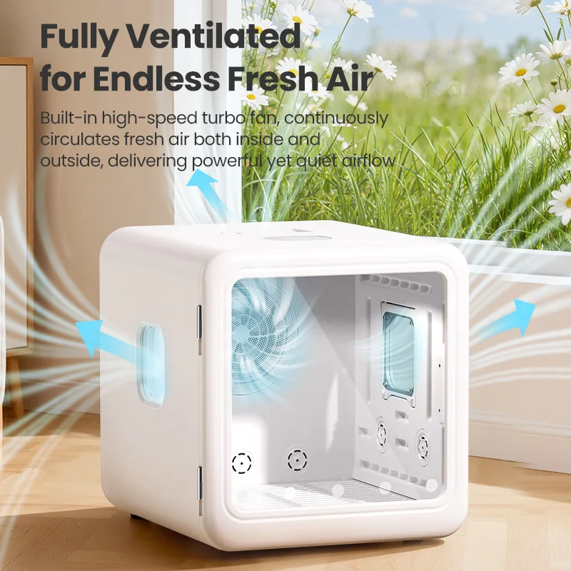 ROJECO 70L Caja secadora inteligente para mascotas Control automático de temperatura 360 °   Secado de pelo de mascotas ultra silencioso para perros y gatos Secador de 4 velocidades - imagen 2