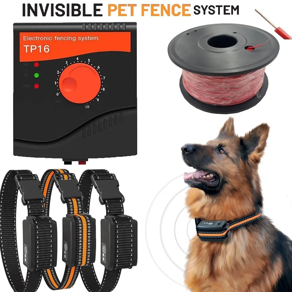 Sistema de valla con cable para mascotas UpGrade, sistema de cercado eléctrico para perros, recargable, resistente al agua, Collar de entrenamiento para mascotas ajustable de 6 niveles