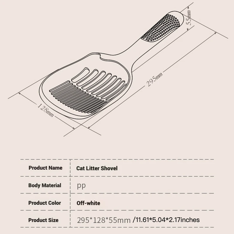 Pala de arena para gatos grande de mango largo con ganchos dobles, pala para excrementos de gato de PP duradera con orificios para fugas de arena, diseño ergonómico - imagen 2