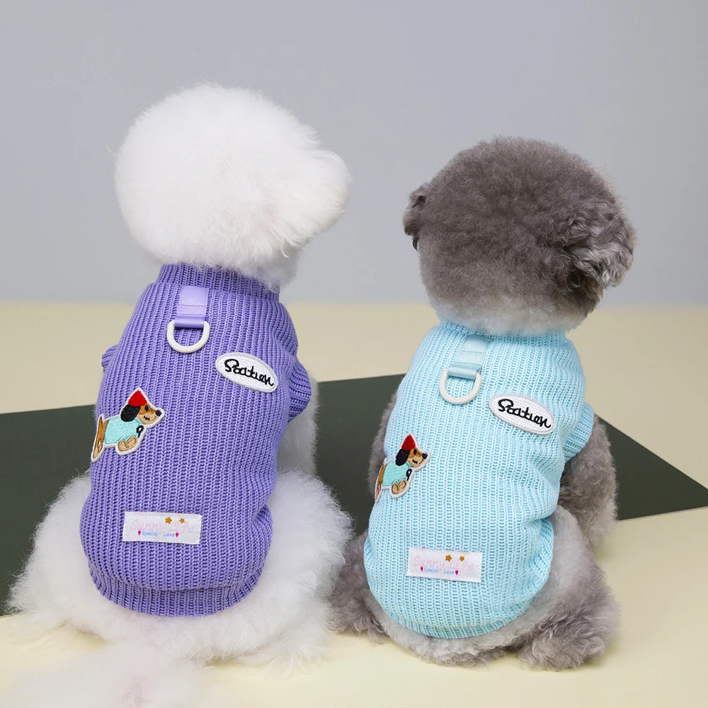 Camisas para perros pequeños, suéter para mascotas con anillo en D, camisetas, sudaderas ligeras, camiseta sin mangas para Teddy Bichon Schnauzer - imagen 3