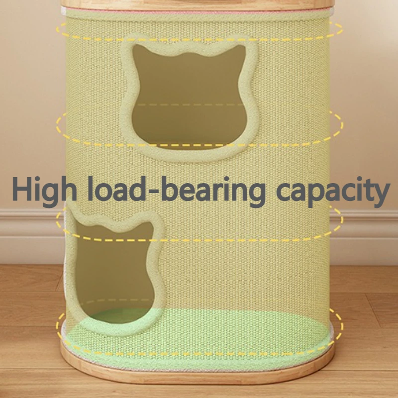 Árbol para gatos de madera maciza, rascador creativo de torre para gatos, poste rascador para gatitos, accesorios para gatos, casa de juguetes, suministros para gatos y gatitos