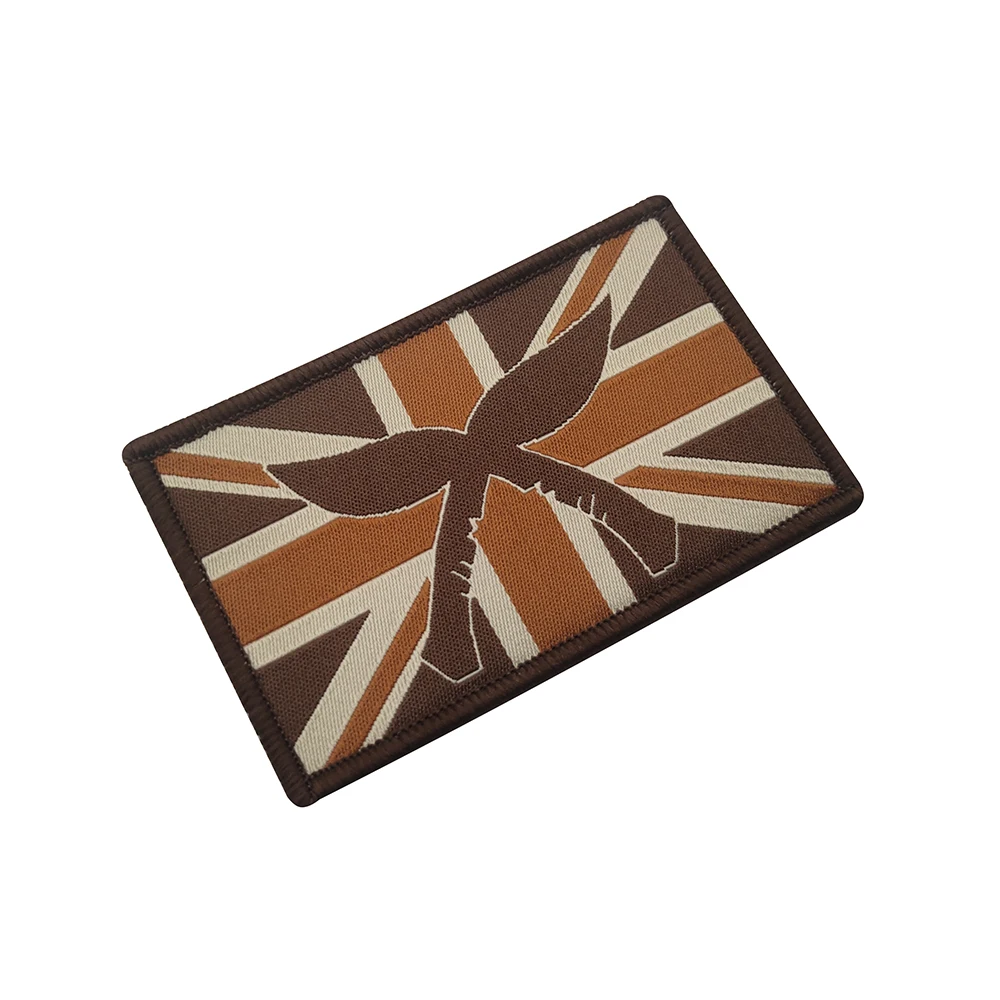 Parche tejido con bandera de país del Reino Unido, adorno de apliques, insignia, parches bordados con cuchillo táctico militar con gancho y bucle - imagen 3