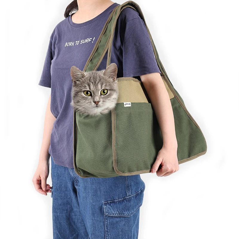 Bolsa de transporte de lona para perros pequeños, bolso de viaje transpirable de cara suave para gato o cachorro, portador de hombro ligero para mascotas, Verano - imagen 5
