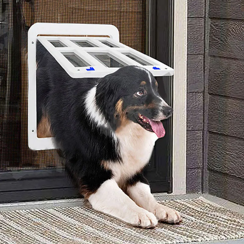 Puerta con solapa para mascotas, duradera, extragrande, con bloqueo de seguridad, cierre automático, fácil de instalar, accesorios para perros y gatos, hogar - imagen 3