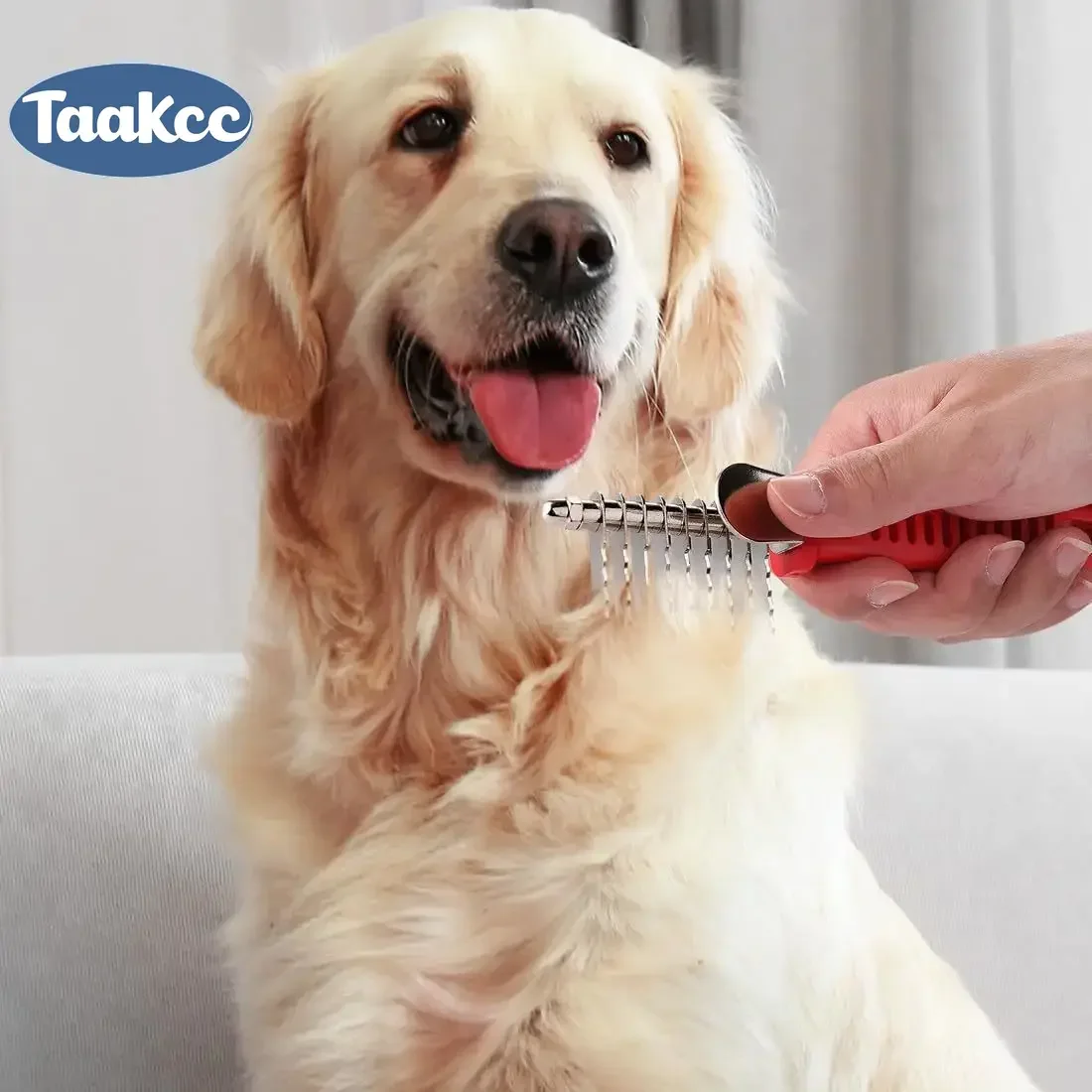 1 Juego de peine rastrillo de piel, herramienta de cepillo para desmastar mascotas, perro con cuchillas largas de seguridad para desenredar mate y peine para gatos, capa interior anudada - imagen 4