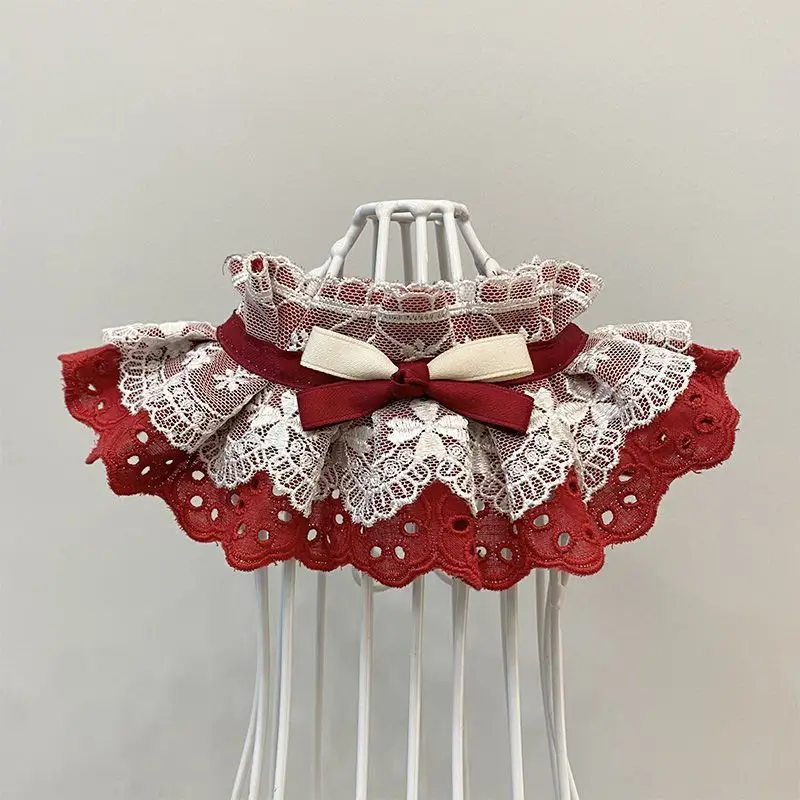 Bufanda festiva de encaje para Festival de Primavera de perros y gatos, Collar con babero, toalla para Saliva para mascotas, decoración bonita para fotos de vacaciones, productos para mascotas - imagen 4