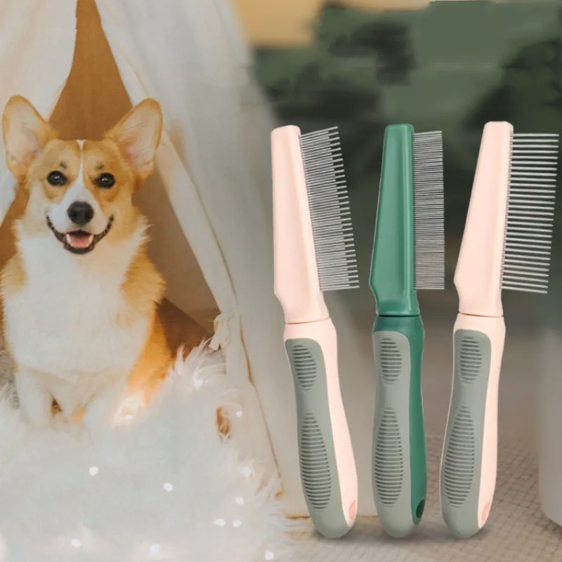 Peine removedor de pelo para perros, cepillo de Masaje para perros, peines de acero inoxidable para depilación de gatos, mango cómodo, cuidado de mascotas - imagen 2