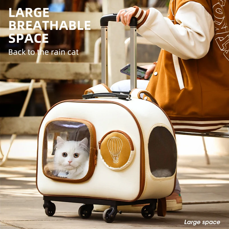 Transportín mochila con ruedas para gatos y perros pequeños