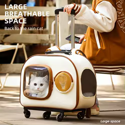 Transportín mochila con ruedas para gatos y perros pequeños