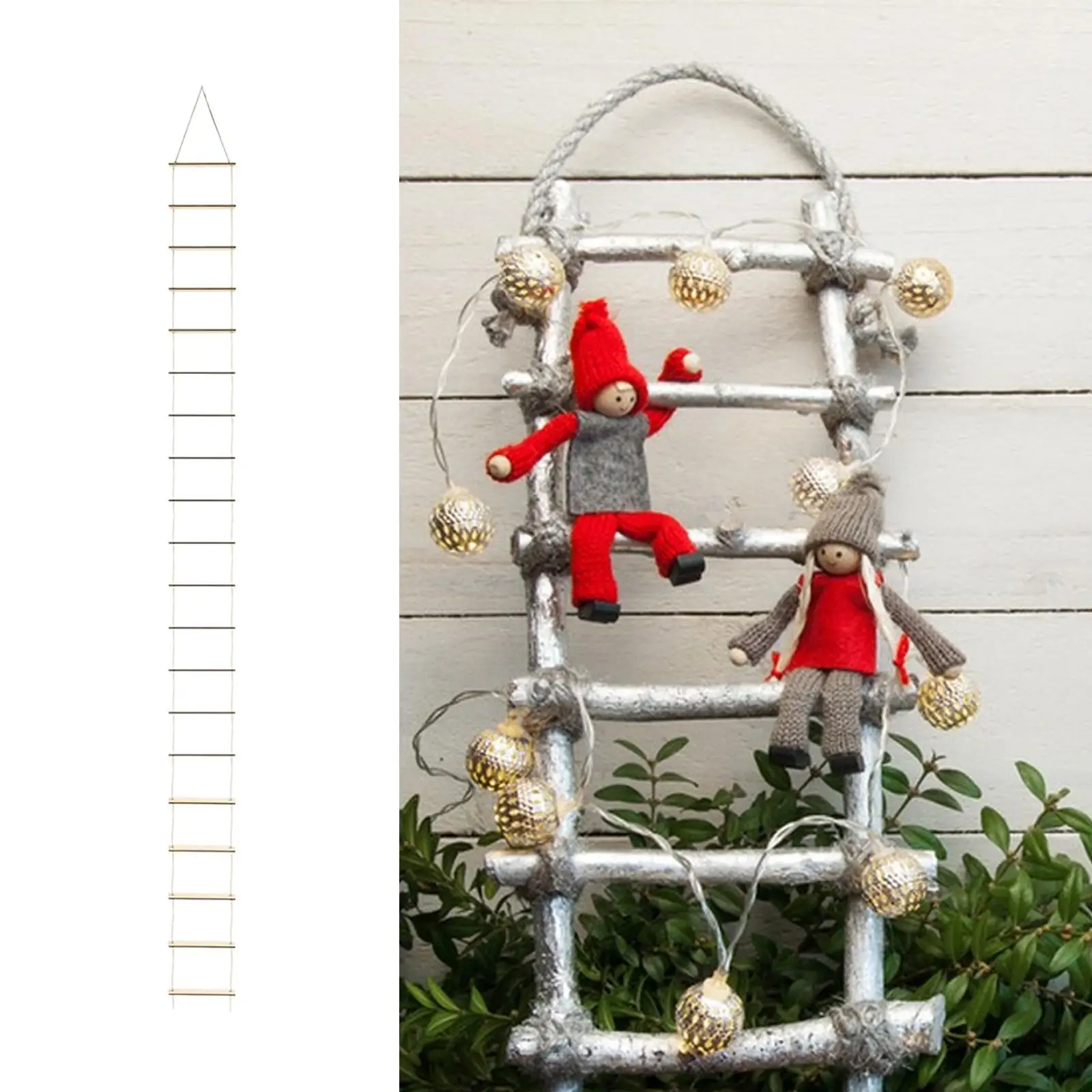Miniature Ladder for Gnomes with 20 Wooden Steps for Windowsills