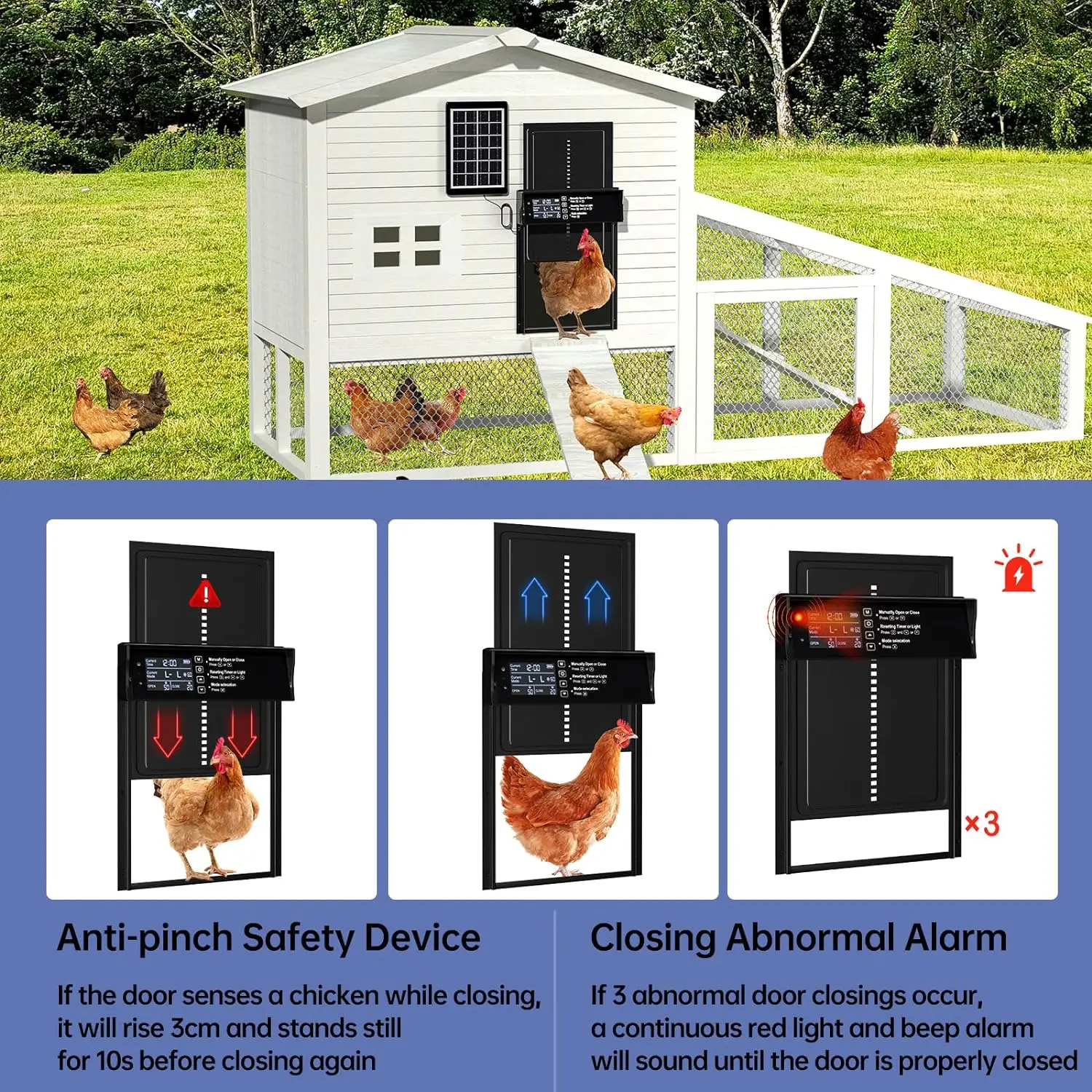 Puerta automática solar para gallinero – 4 modos con temporizador - imagen 4