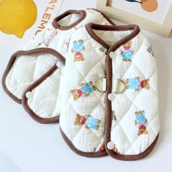 Sudadera de algodón para perros pequeños, ropa gruesa de lana para invierno, ropa para gatitos Corgi, monos cálidos y transpirables sin mangas para cachorros