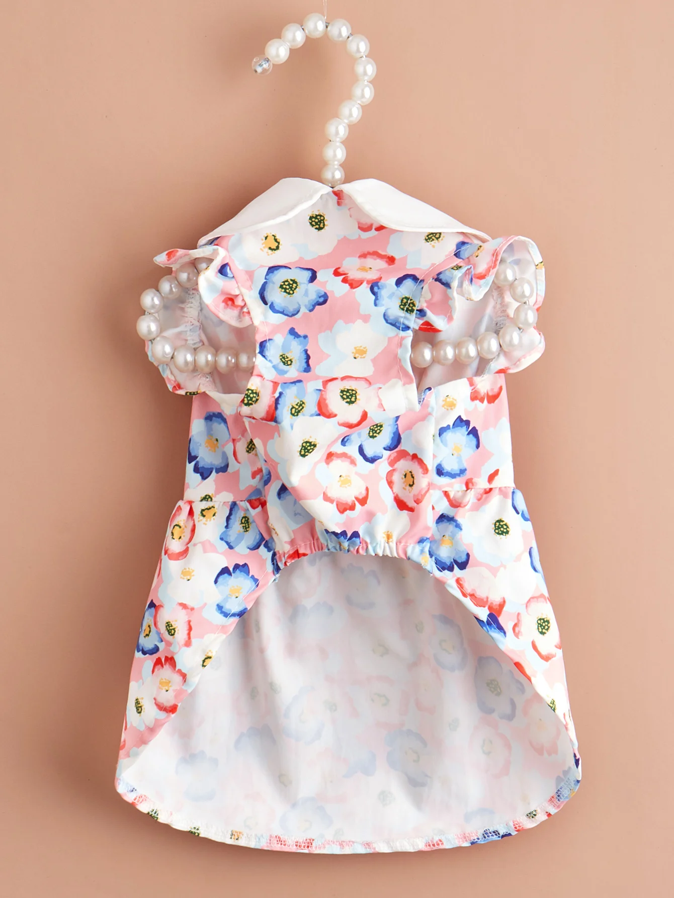 Vestido floral para mascotas con cuello blanco, lindo traje para cachorros, ropa para perros con volantes, ropa de moda para perros pequeños, ropa dulce para mascotas - imagen 5