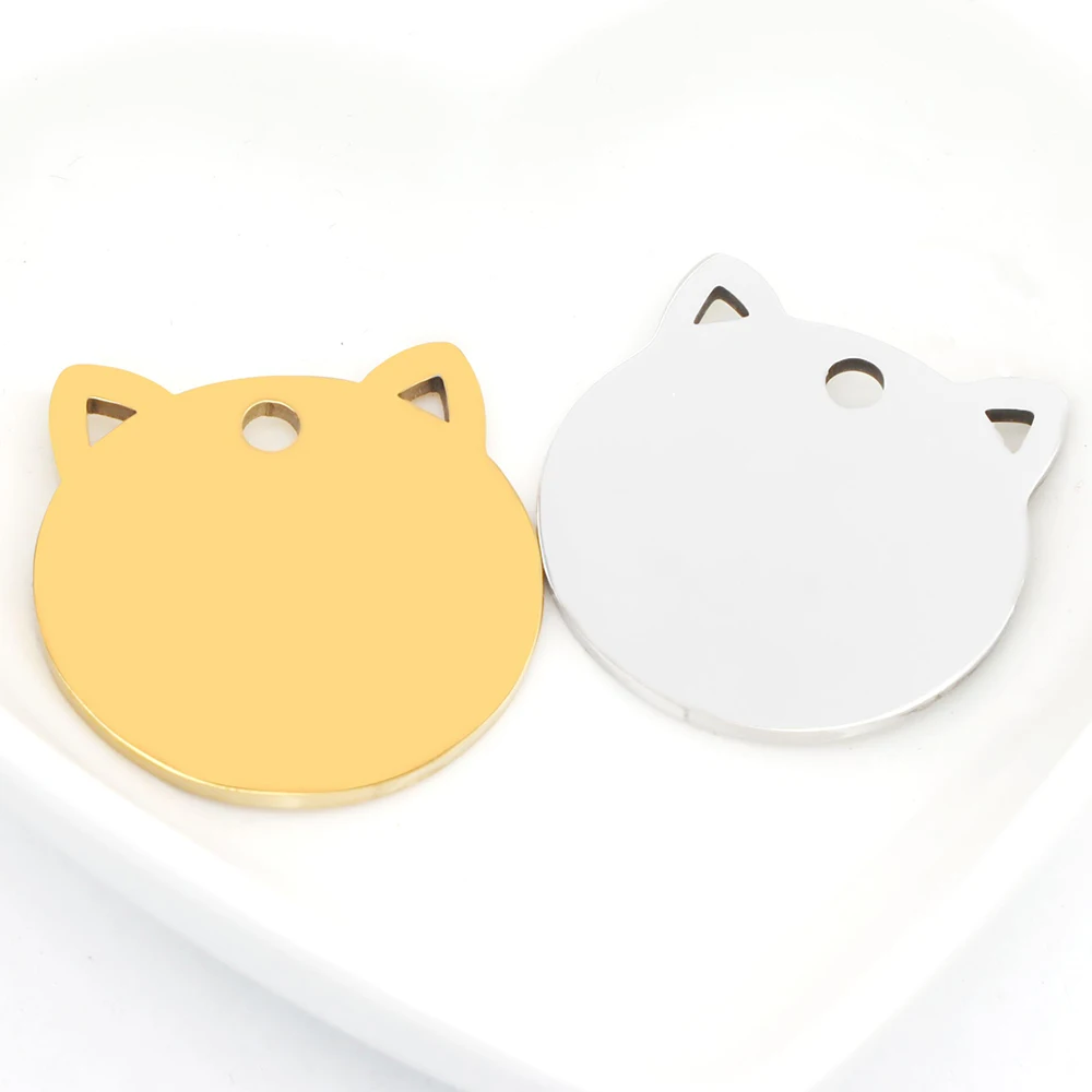 100 Uds. Etiqueta de acero inoxidable personalizable personalizada para mascotas grabado láser etiqueta de identificación antipérdida Collar de gato accesorios colgantes - imagen 3