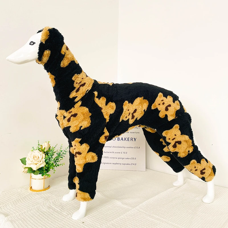 Ropa de invierno para perros Whippet, ropa de galgo italiano, pijamas de lana, mono con patrón de oso para ropa cálida para perros medianos - imagen 2