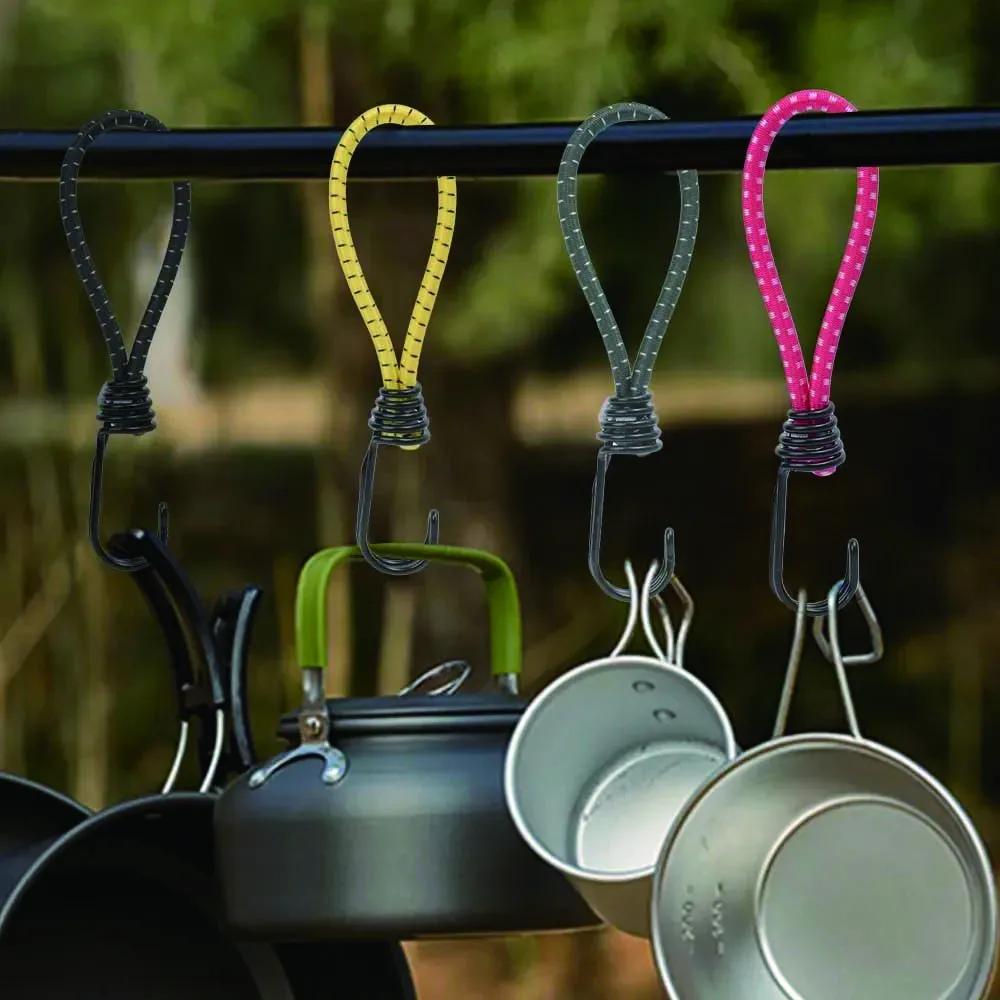 10 Uds. Cuerda elástica para tienda de campaña con gancho, dosel para acampar, hebilla elástica, cuerda para tienda de campaña de senderismo en el suelo, ganchos mosquetón, accesorios - imagen 5