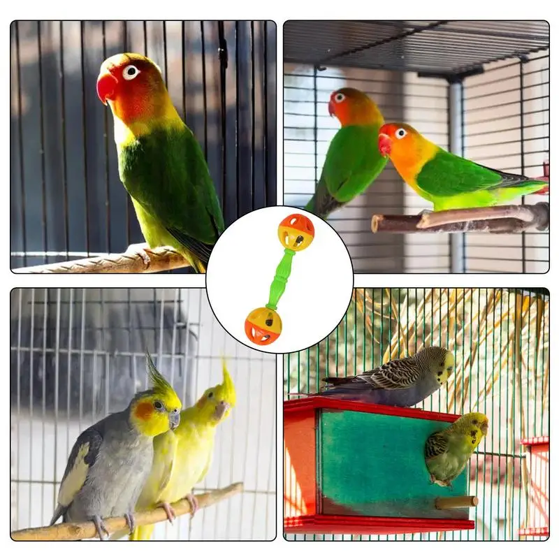 Juguetes para masticar pájaros y loros, campana de alimentación, jaula para loros, sonajero colorido para morder, periquito, Conure, cacatúa, Mynah - imagen 5