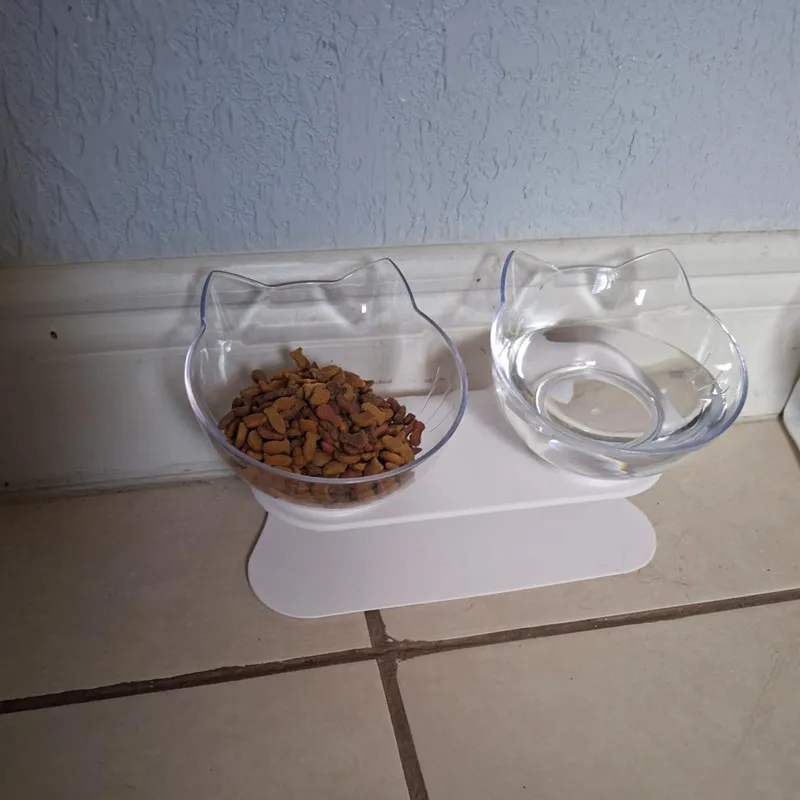 Cat Bowls, Cat Food Bowls Elevated Tilted, Anti Vomiting Kitty Bowl for Puppy and Bunny, Orthopedic for Indoor Cats - imagen 5