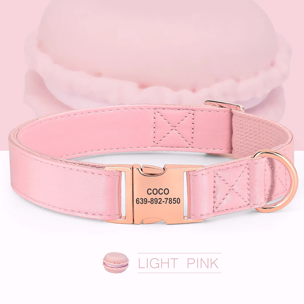 Collar de identificación de perro de cuero personalizado, Collar con lazo, hebilla para mascotas, perros pequeños, medianos y grandes, Pitbull - imagen 4
