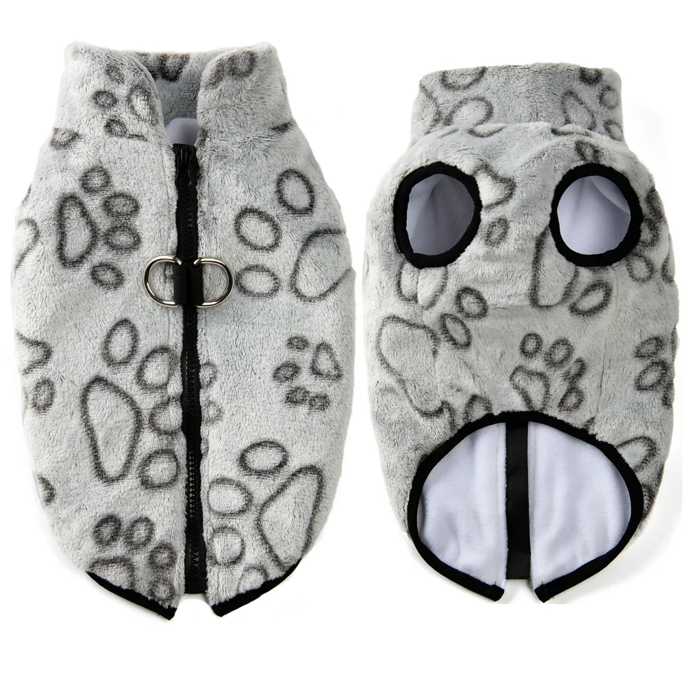 Suéter suave para mascotas, abrigo cálido de lana para perros pequeños y medianos, chaqueta con estampado de pata para mascotas, trajes para Bulldog Beagle Pug