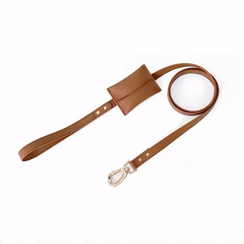 Correa de cuero PU para perros con dispensador de bolsas, paseo comodo - imagen 2