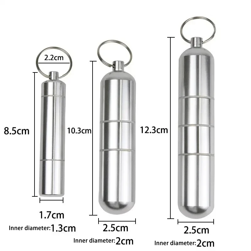 Estuche para cigarrillos a prueba de agua, caja para cigarrillos de aleación de aluminio plateada, soporte para cápsulas y palillos de dientes con llavero, regalo para hombre - imagen 2